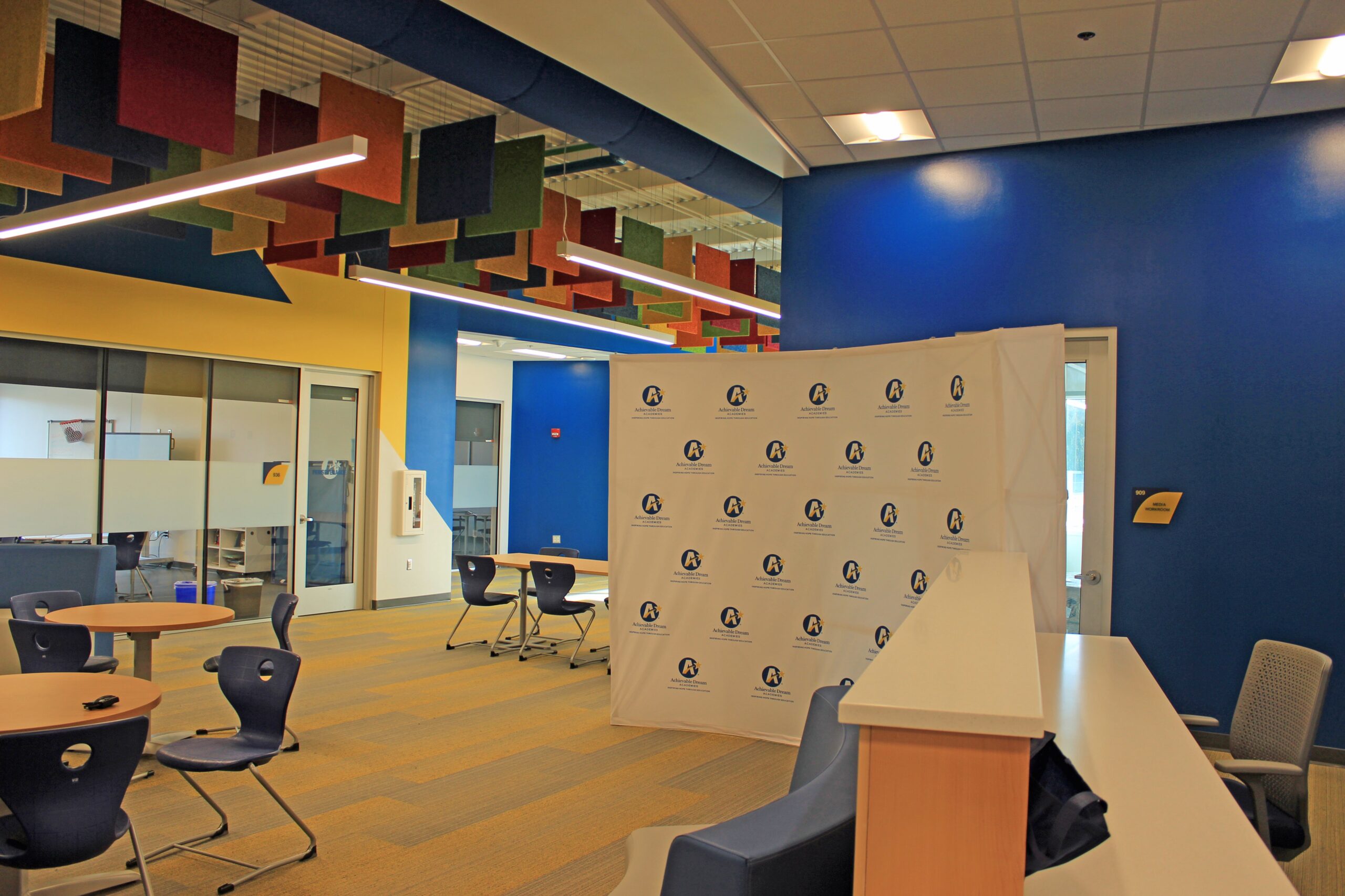 Student collaboration space at An Achievable Dream Academy